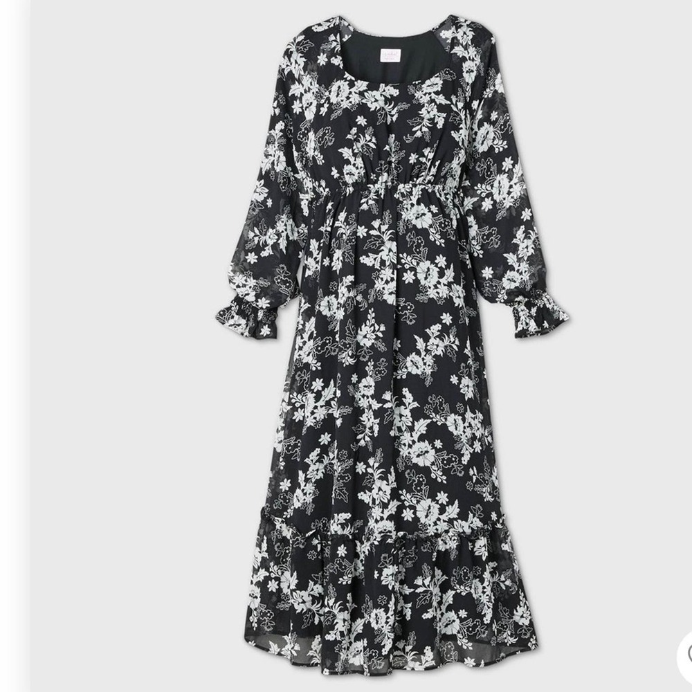Isabel Maternity Long Sleeve Chiffon Dress NWT L